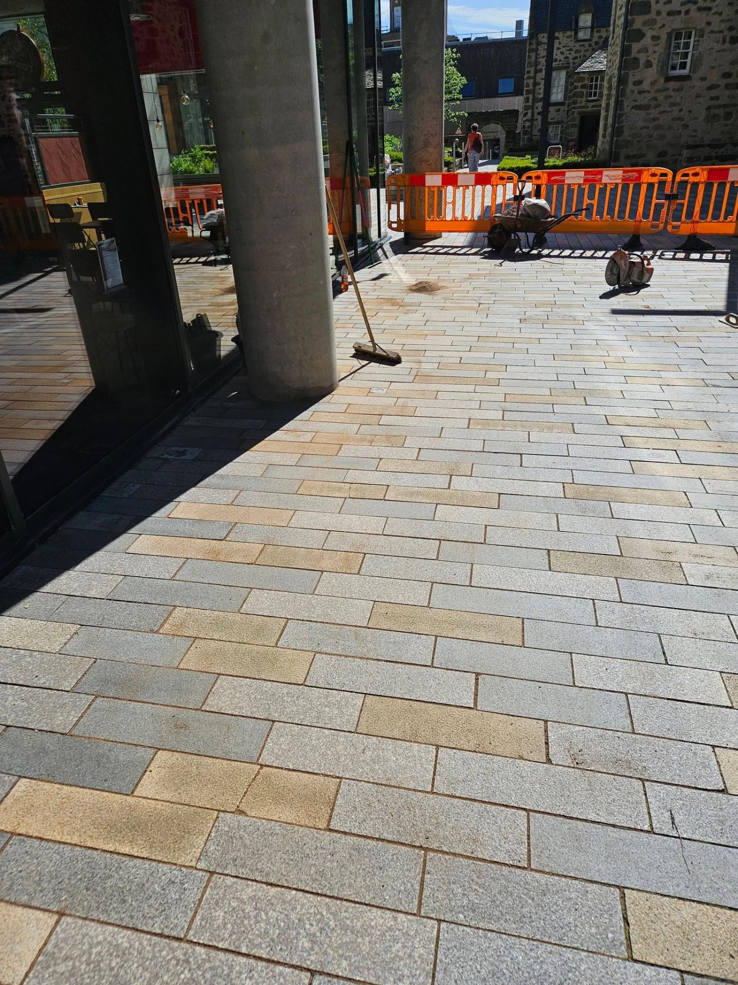 Granite block paving in an Aberdeen city courtyard
