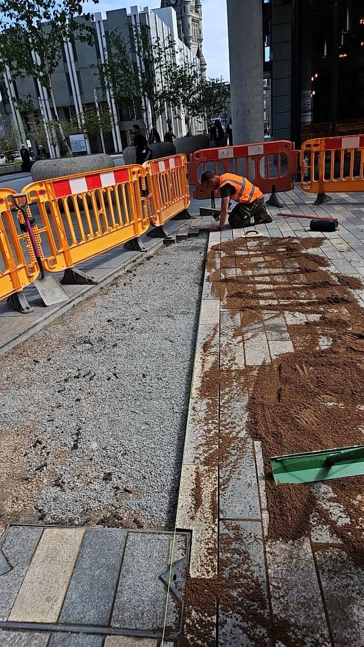 Public granite paving works in Aberdeen city centre
